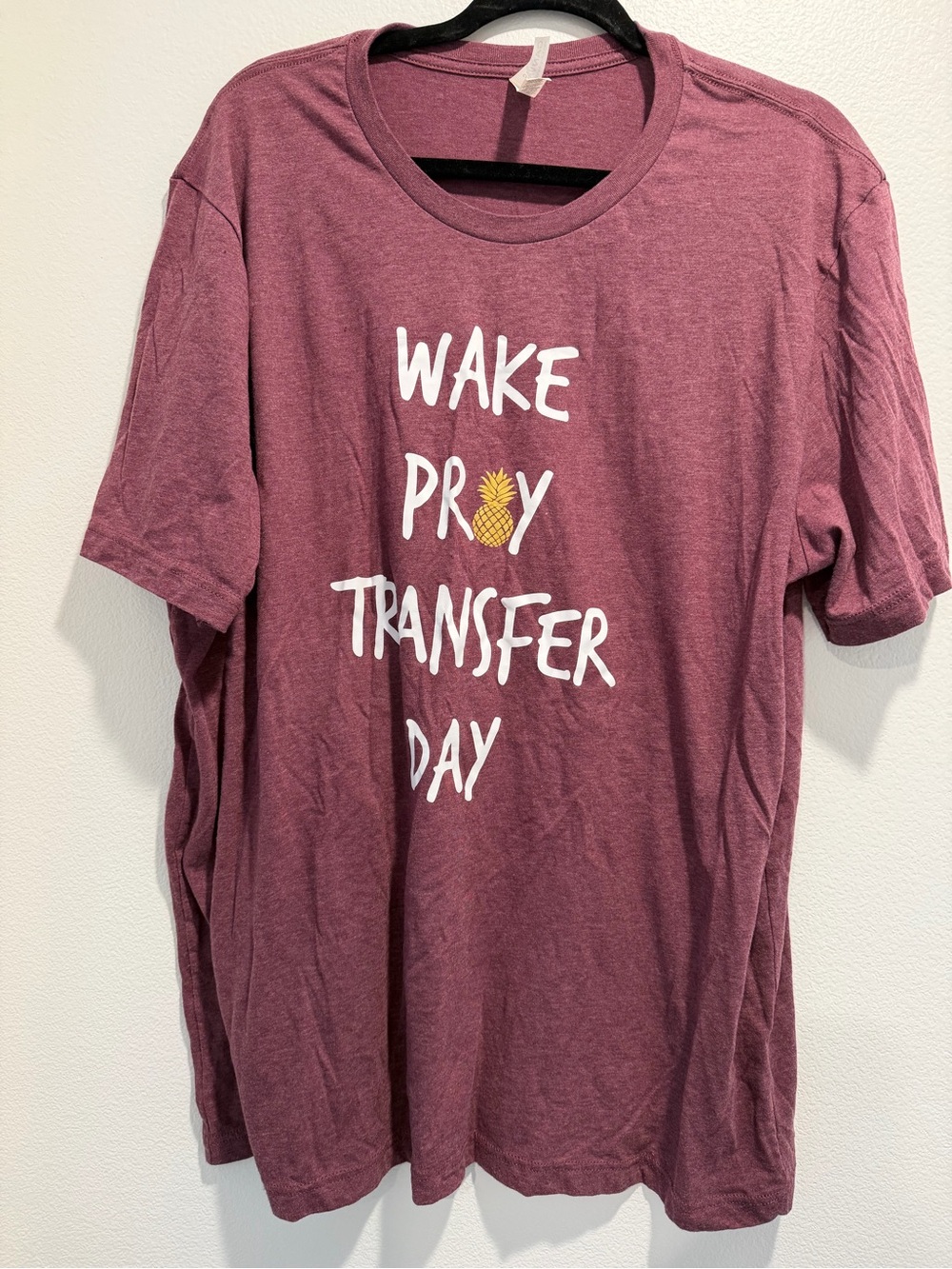 Wake Pray Transfer Day T‑Shirt - Maroon. IVF